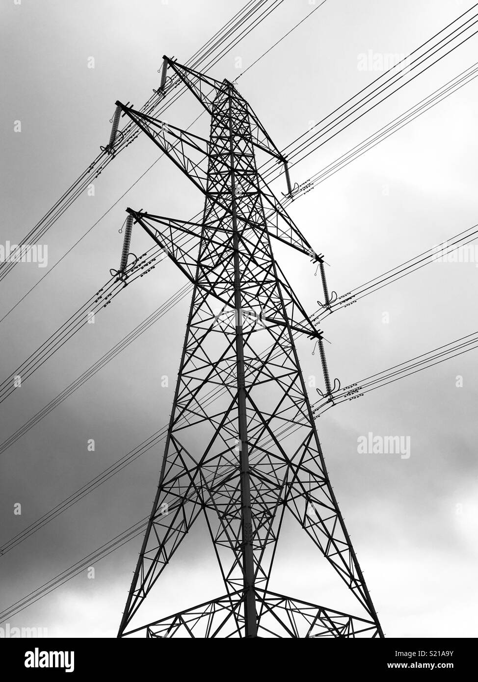 Electricity pylon electricity Black and White Stock Photos & Images Alamy