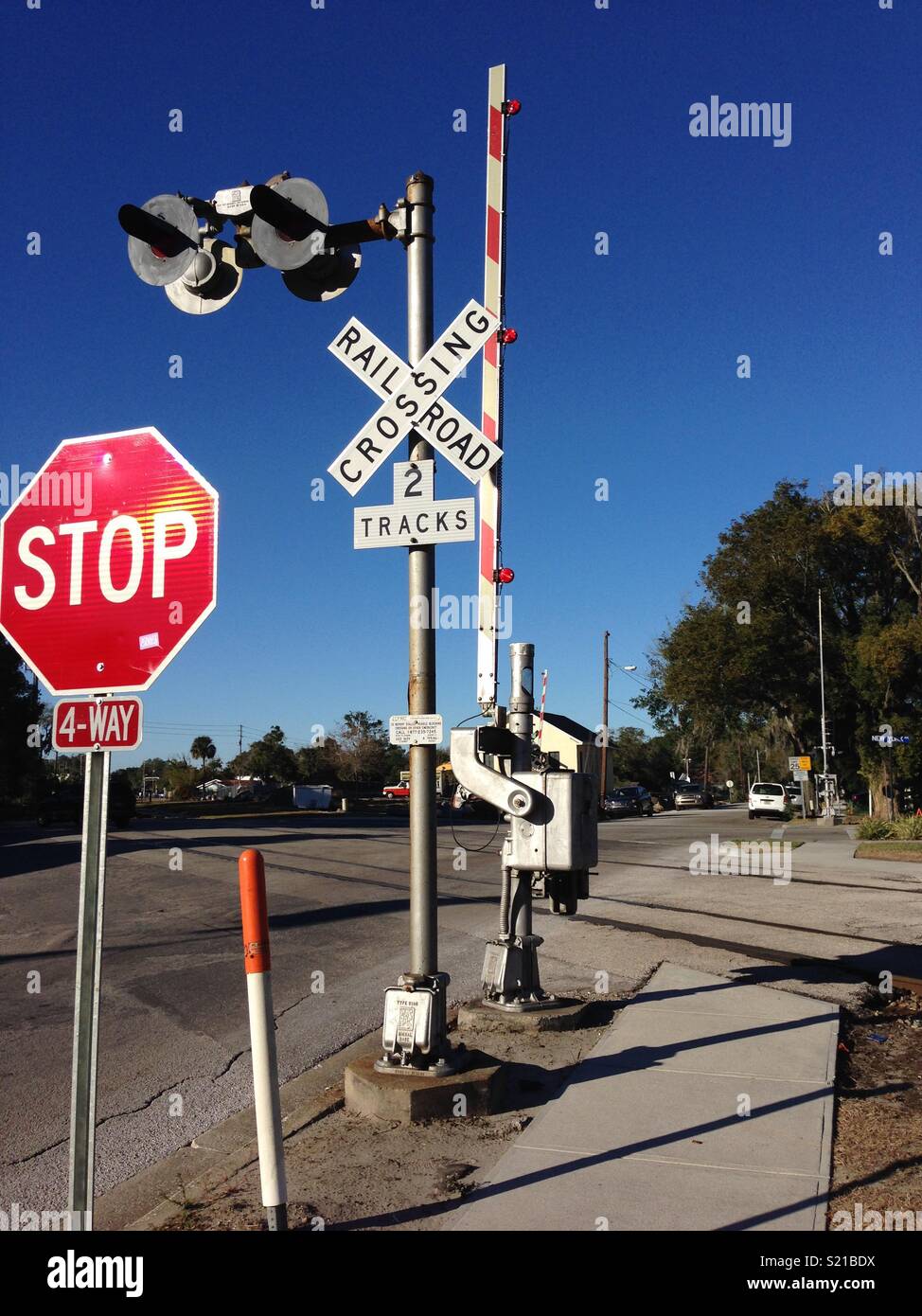 Railway Crossing In Winter Park Florida Stock Photo Alamy