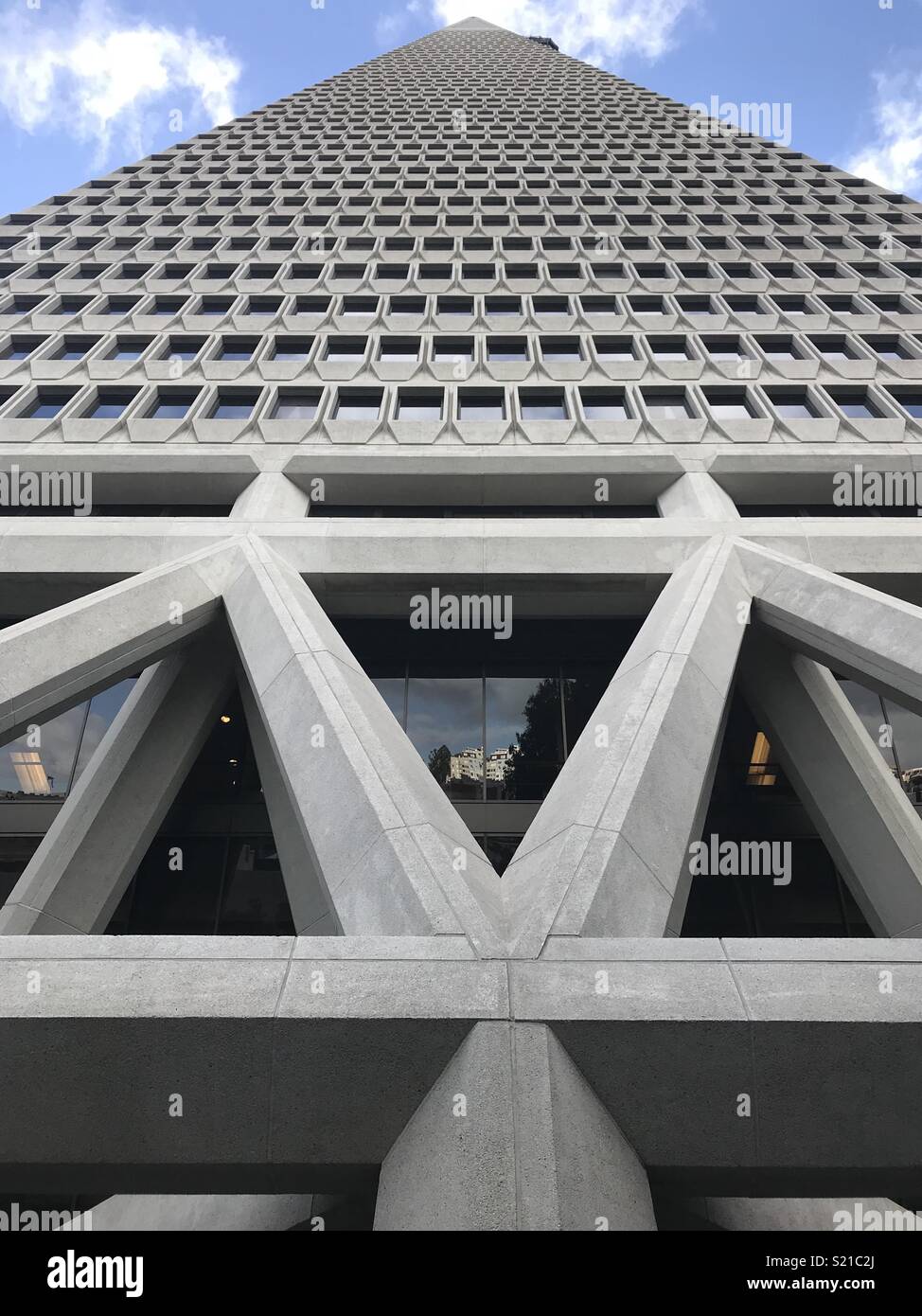 Close up shot of the Transamerica building in San Francisco. Stock Photo