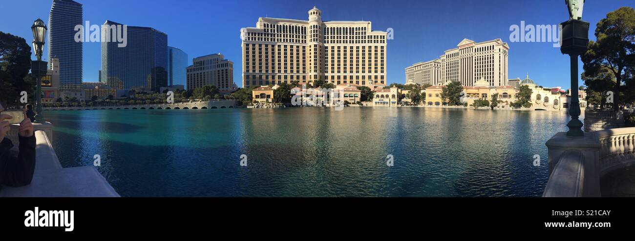 The Fountains at the Bellagio Hotel and Casino in Las Vegas, NV Stock Photo