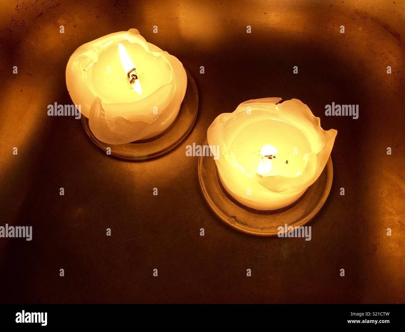 Candles in a Sink Stock Photo Alamy