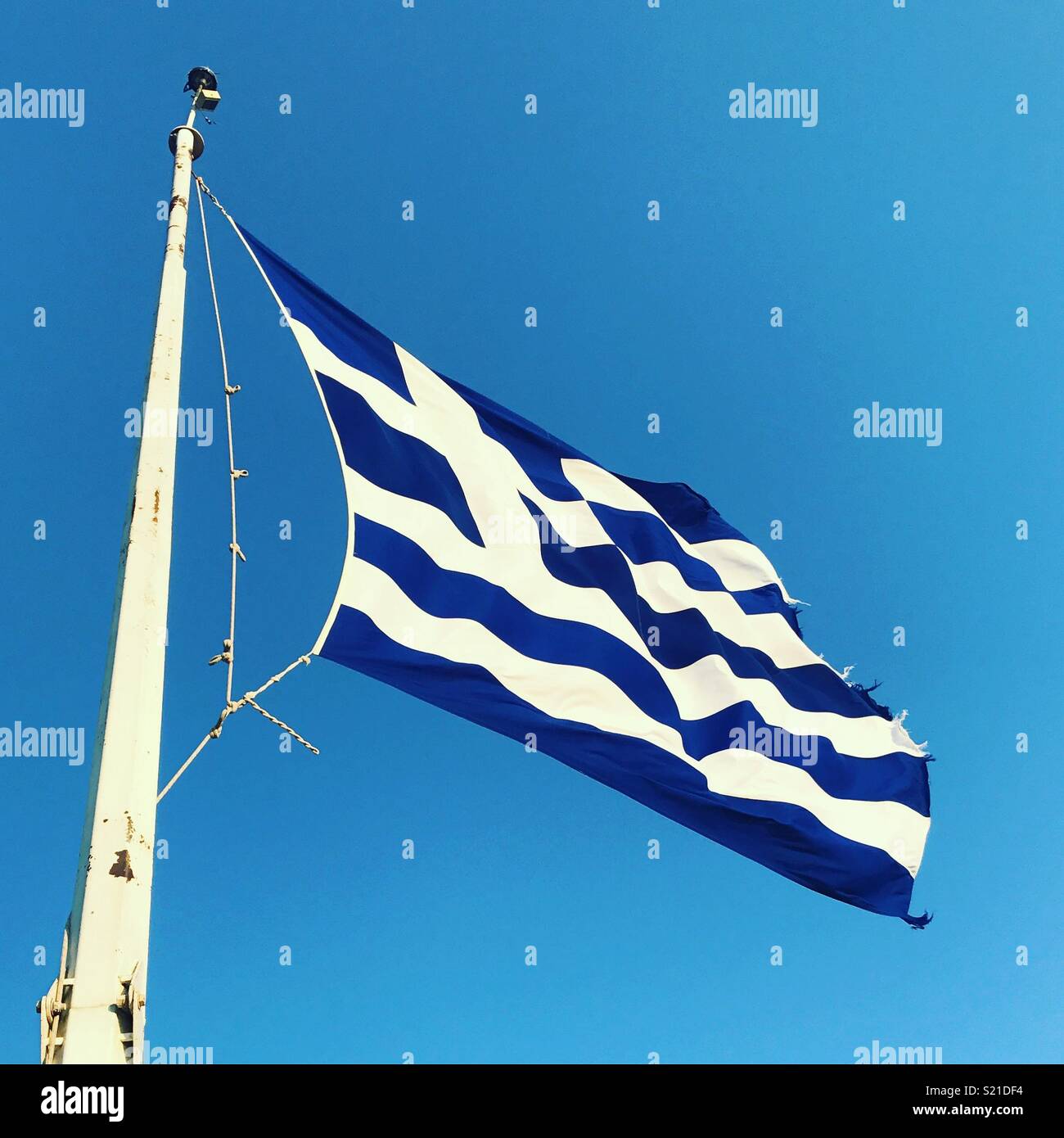 Greek flag in Athens, Greece Stock Photo Alamy