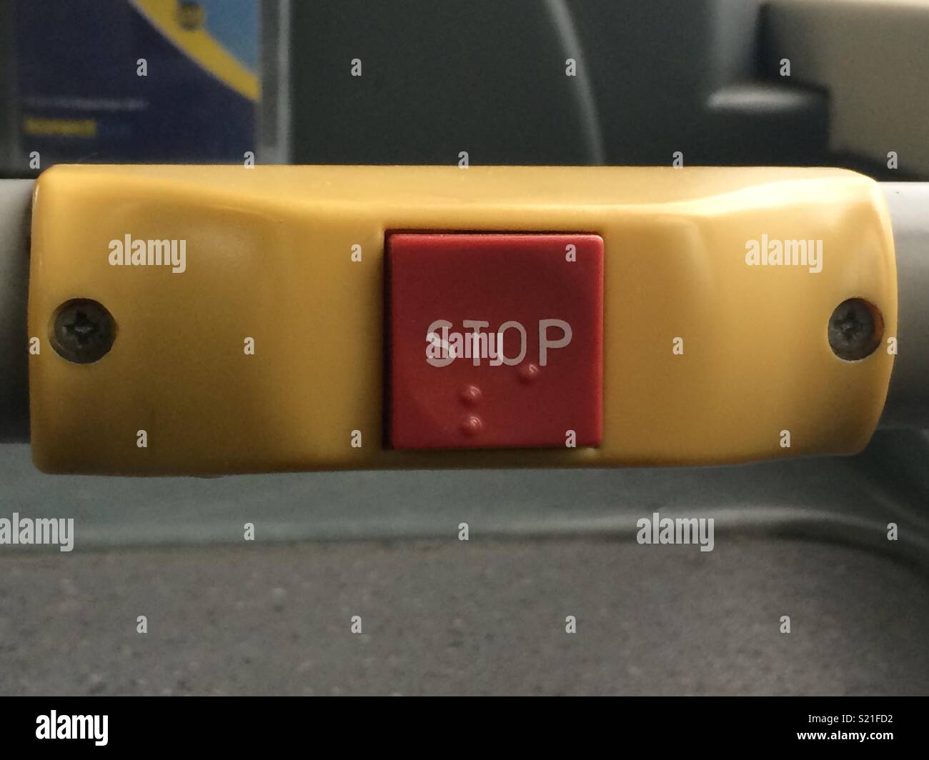 Stop request button on bus Stock Photo Alamy