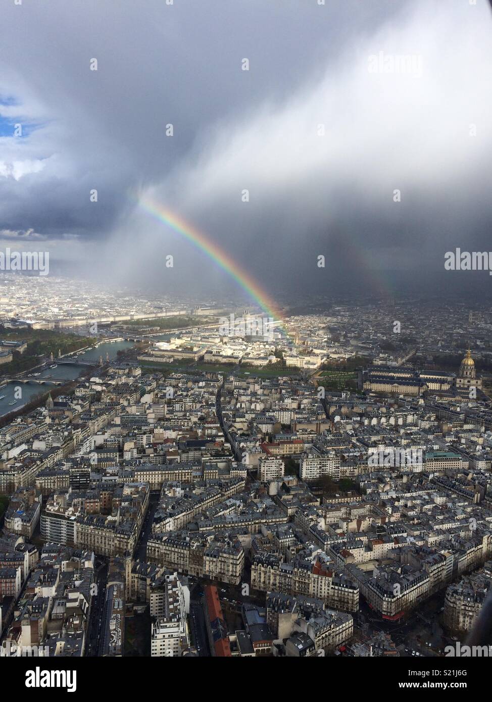 Rainbow above Paris Stock Photo