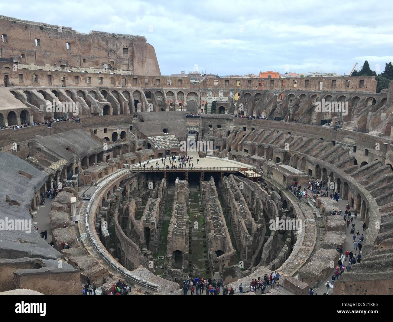 The inside of the Colloseum taken from the uppermost level Stock Photo