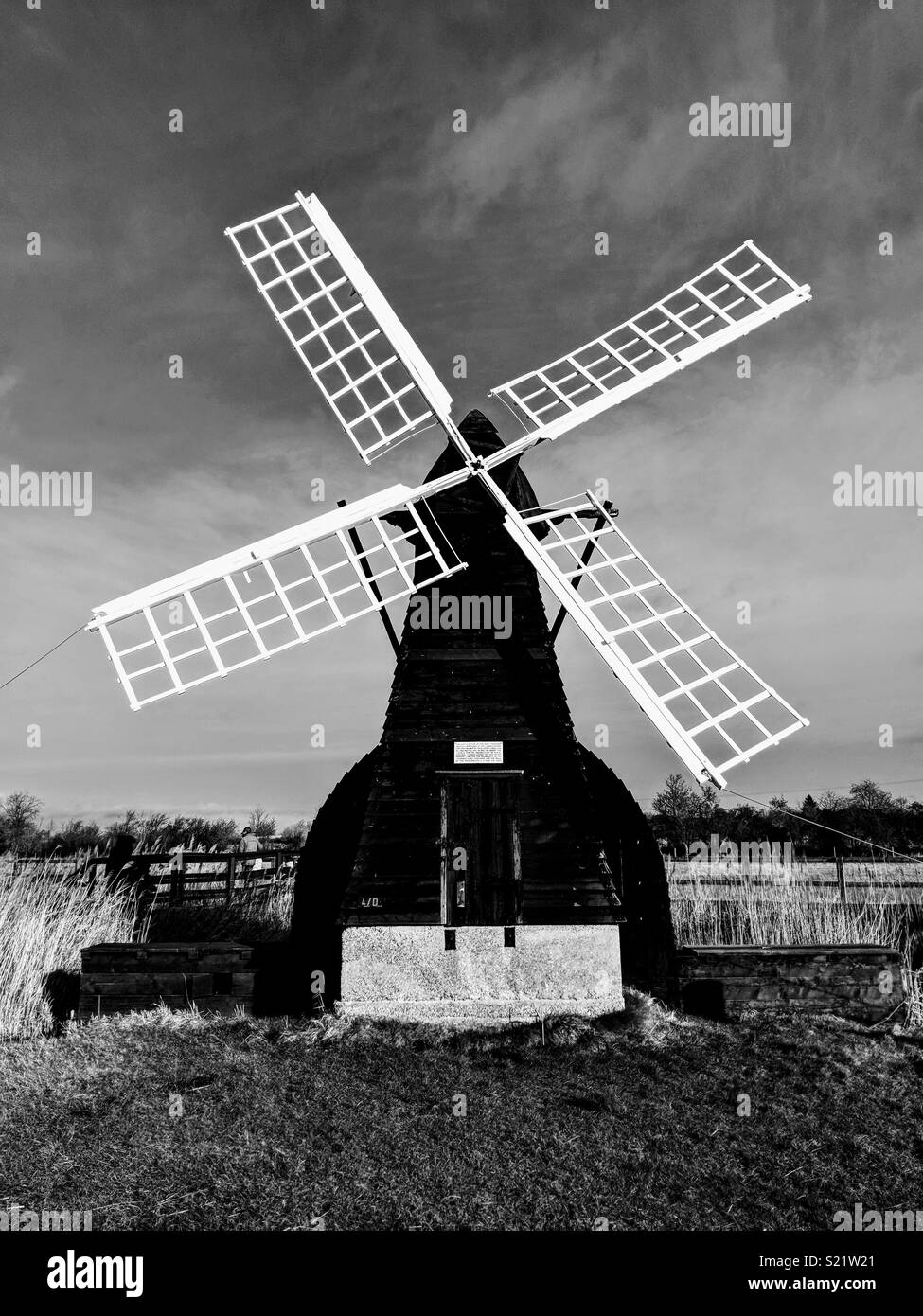 Wicked Fen Nation Nature Reserve Windmill Stock Photo