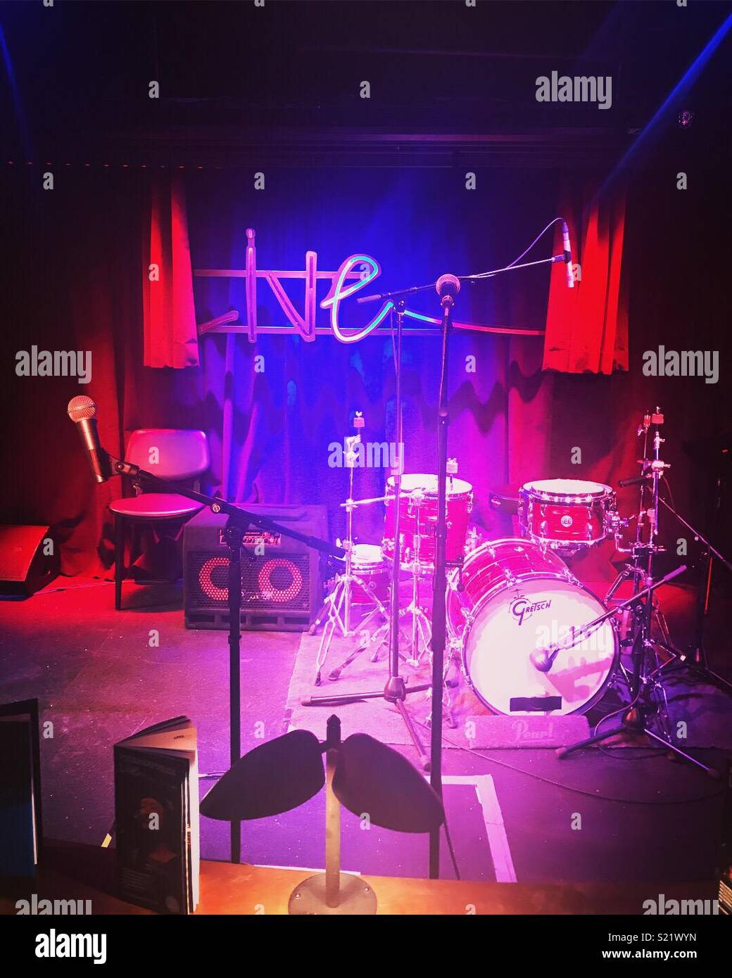 Live music stage set up pizza Express Stock Photo Alamy