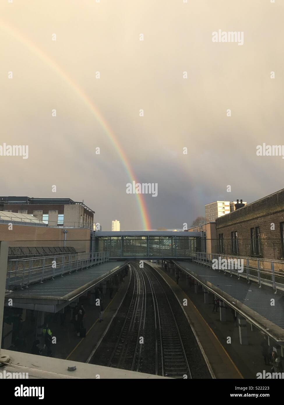 Rainbow at woolwich arsenal train station Stock Photo