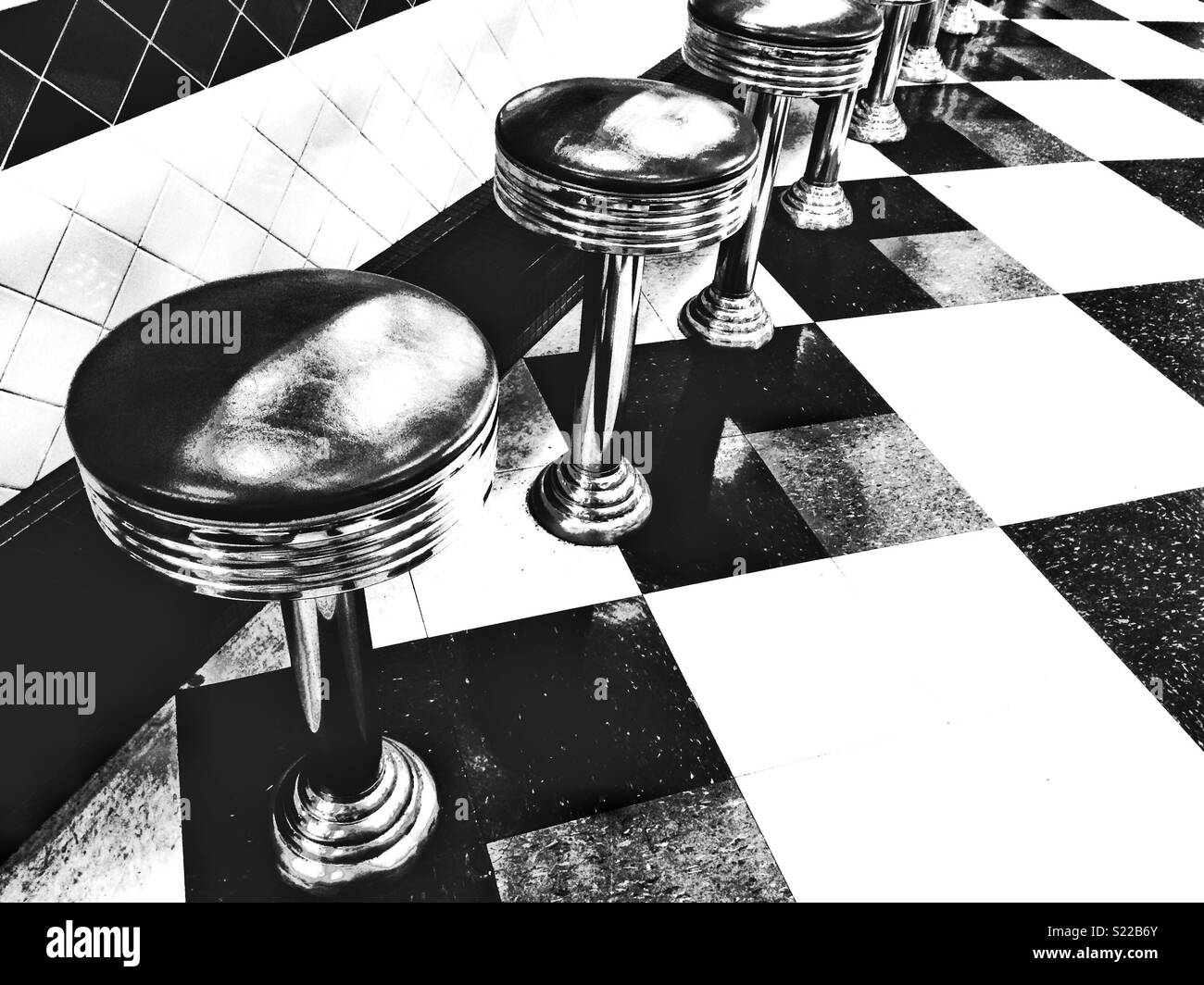 50’s dinner stools on Route 66, Arizona, USA - Smartphone Captured Stock Image