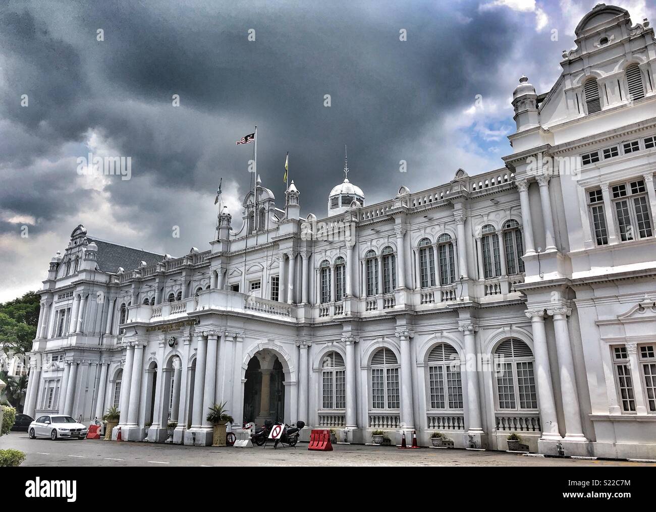 Storm clouds moving in over an historic colonial building in Penang, Malaysia. - Smartphone Captured Stock Image