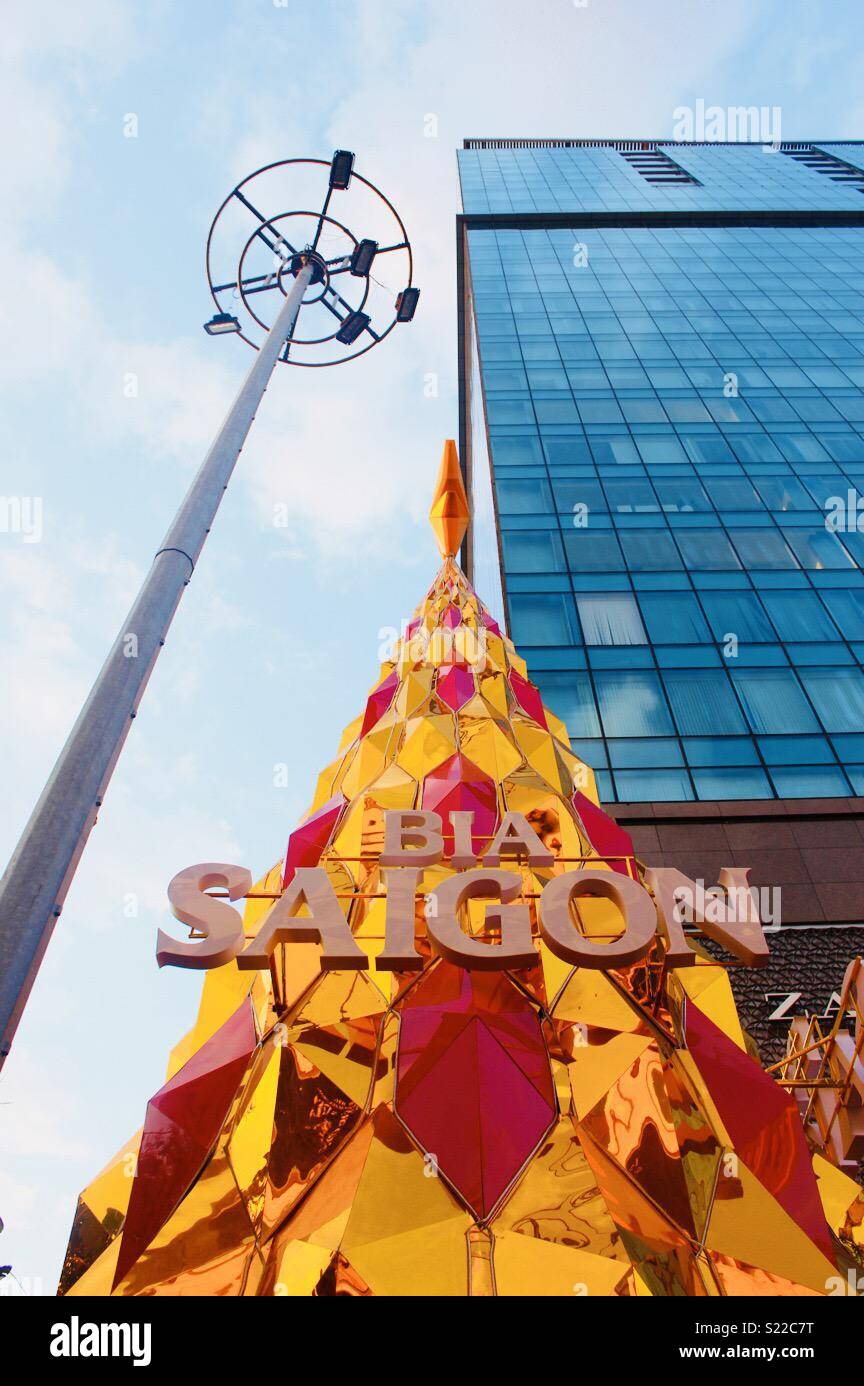 Bia Saigon Christmas tree Stock Photo