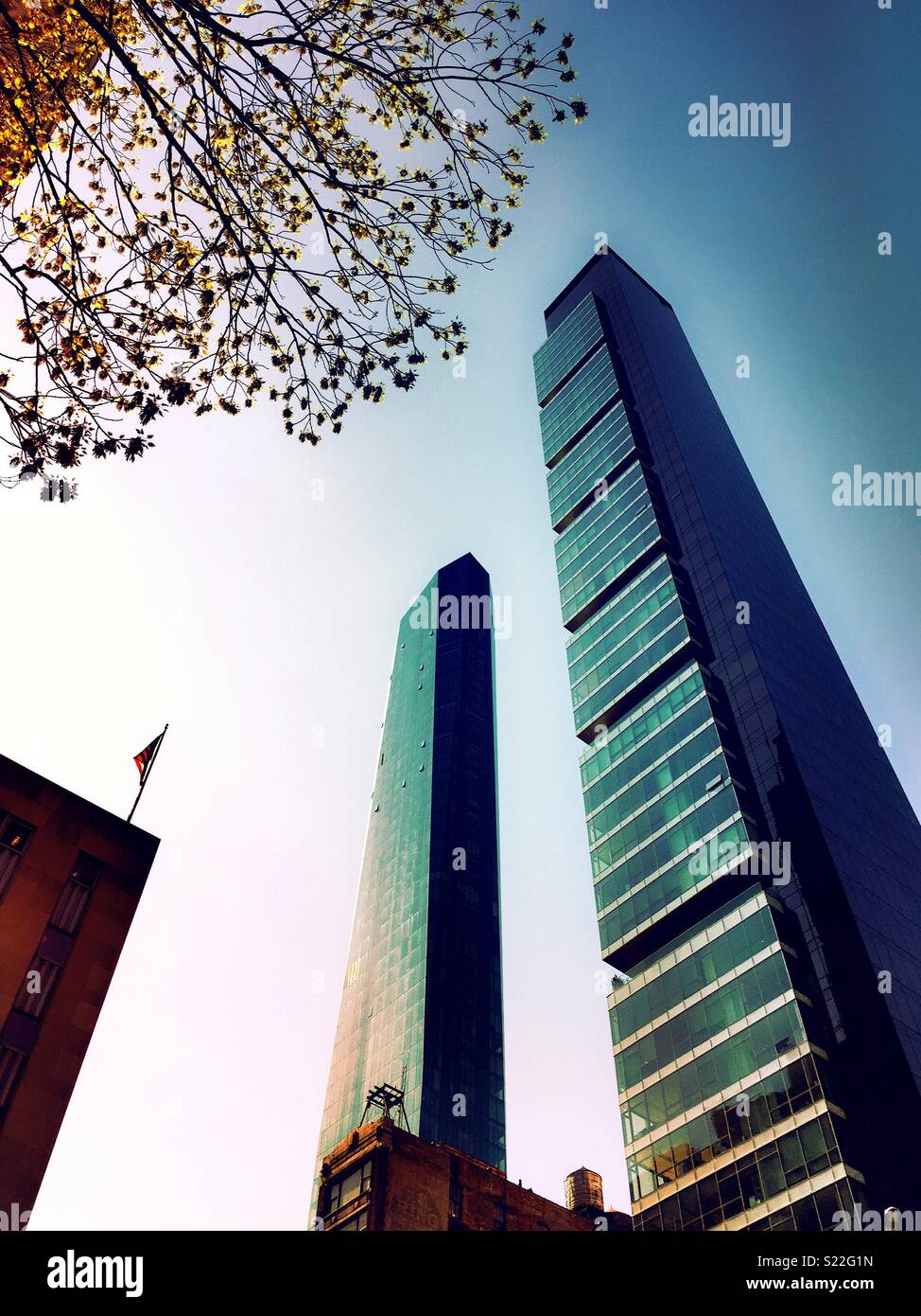 New high-rise apartment buildings near Madison Square, Park, NYC, USA - Smartphone Captured Stock Image