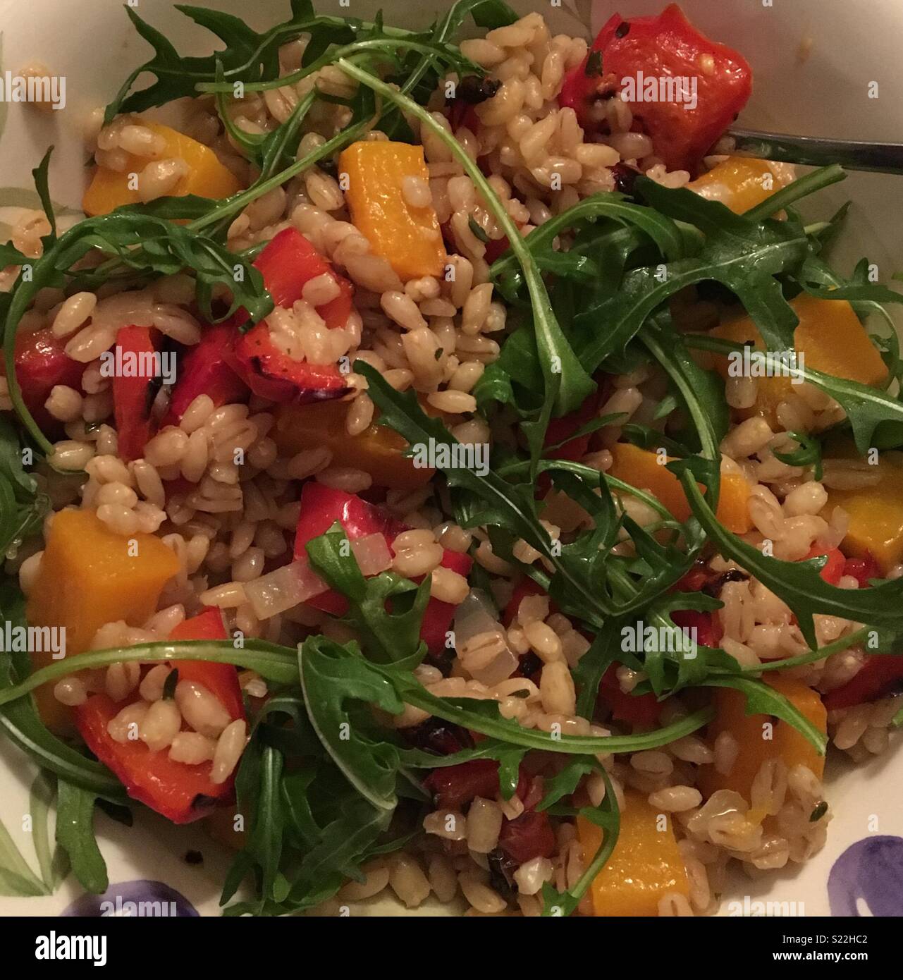 Pearl barley and butternut squash pilaf with rocket Stock Photo Alamy