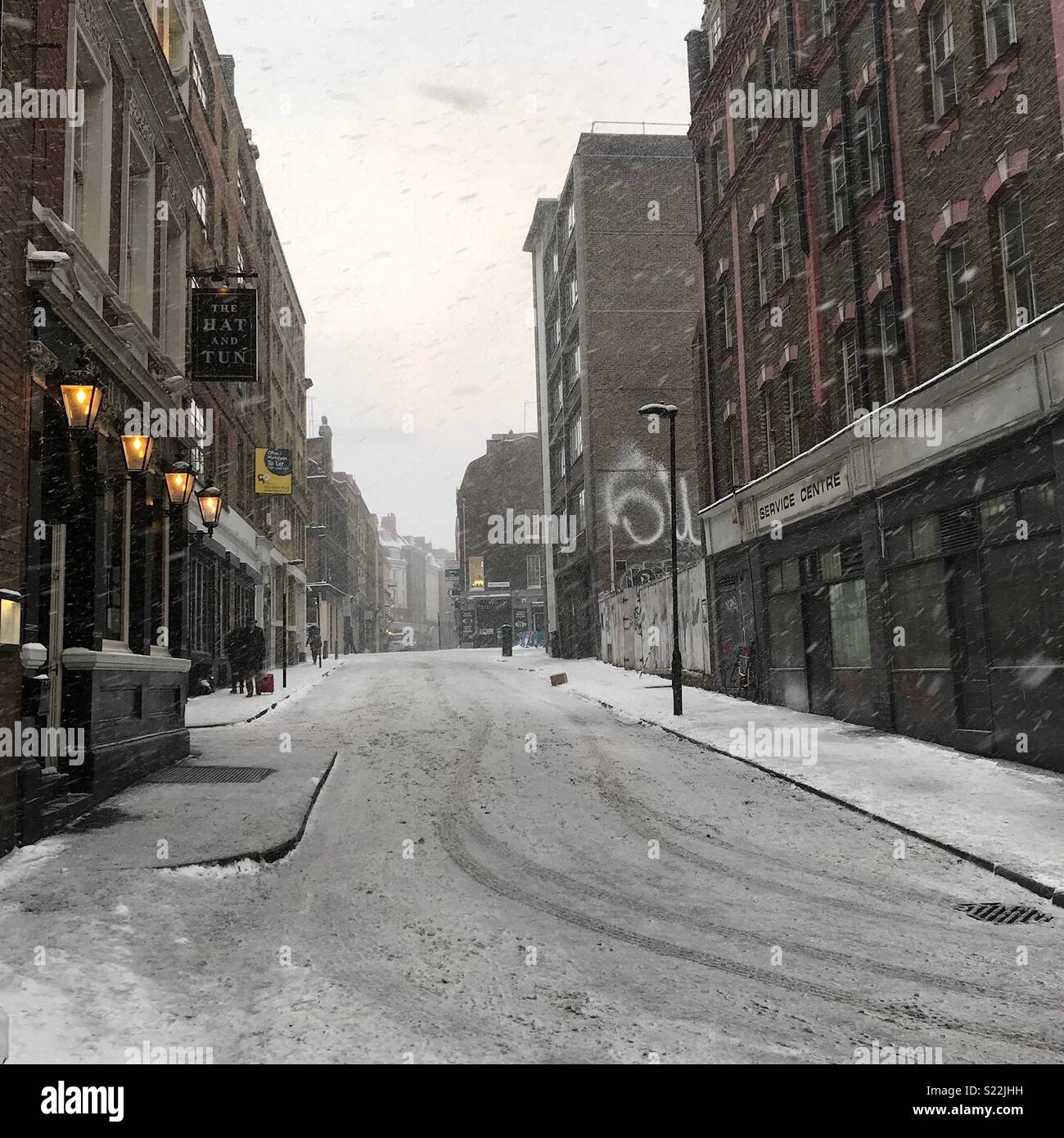 Snow day in a London street Stock Photo