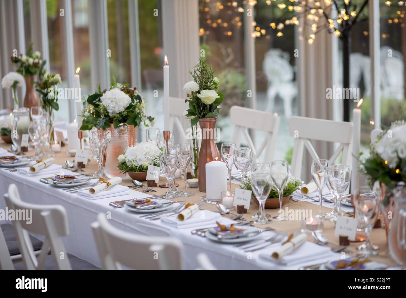 Wedding breakfast table Stock Photo Alamy