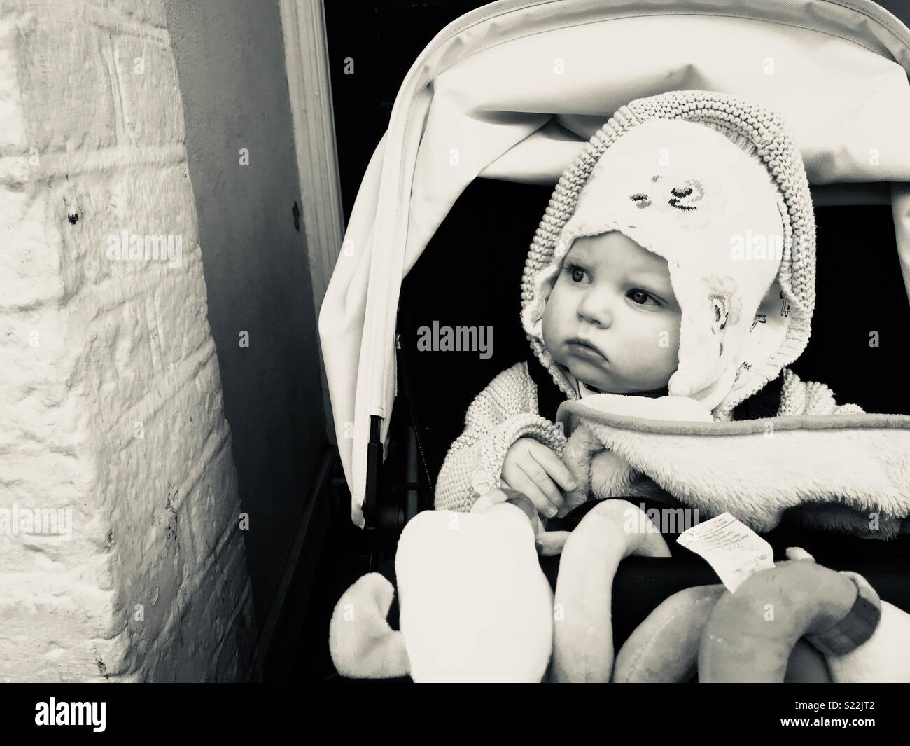 Baby in Pram, Black & White Stock Photo Alamy