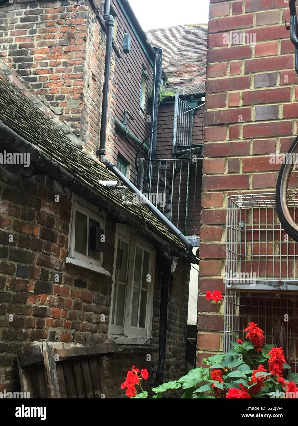 Back garden of a pub in Canterbury in Kent - Smartphone Captured Stock Image
