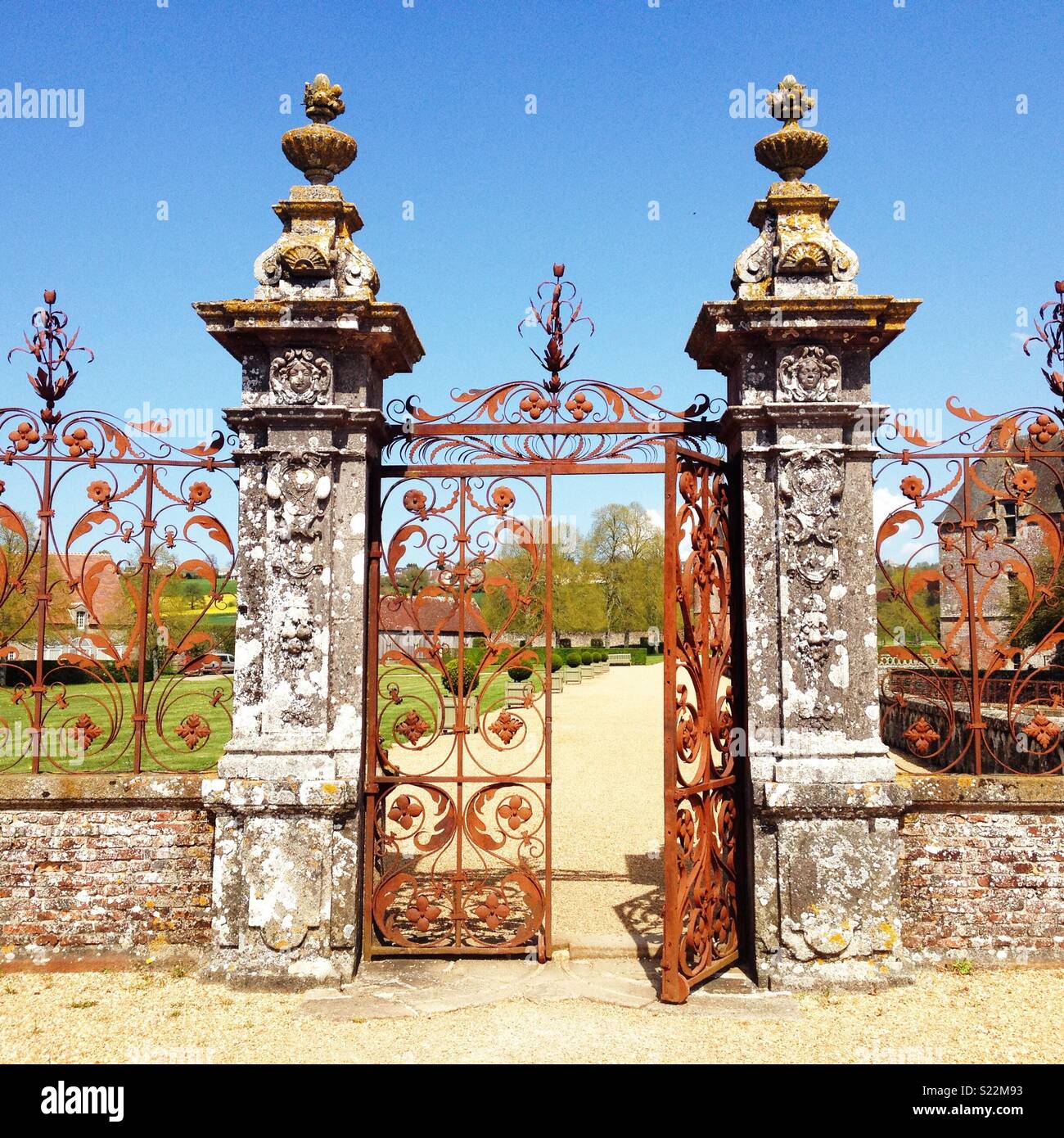 Open forged iron gate at the Castle of Carrouges in Normandy, France Stock  Photo - Alamy, image size:1300x1390