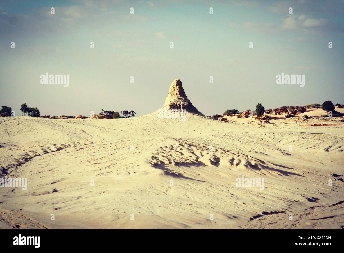 A strange sand formation at the walls of China in Lake Mungo, New South Wales, Australia - Smartphone Captured Stock Image