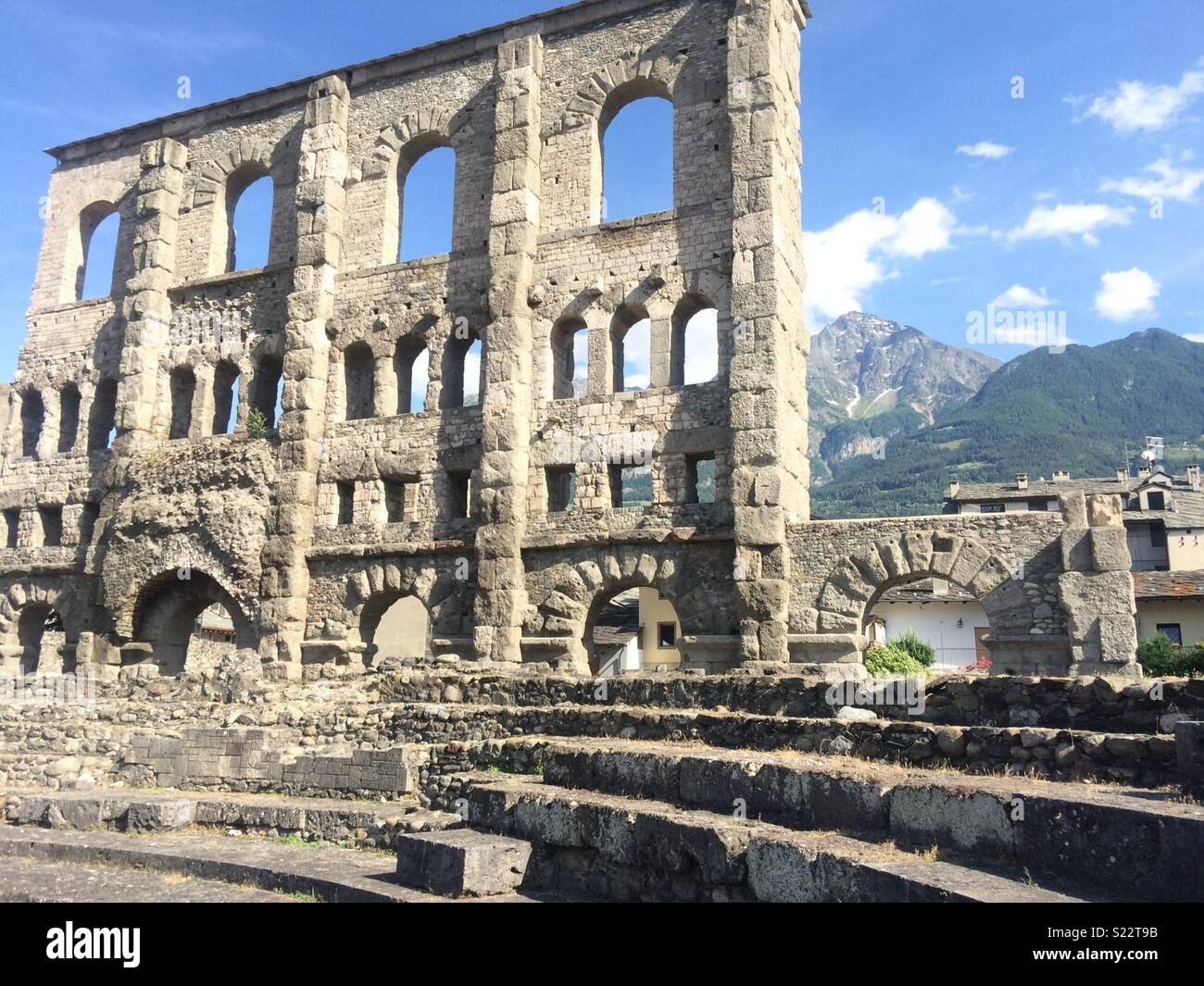 Teatro Romano - Roman Ruins - Aosta, Italy Stock Photo - Alamy