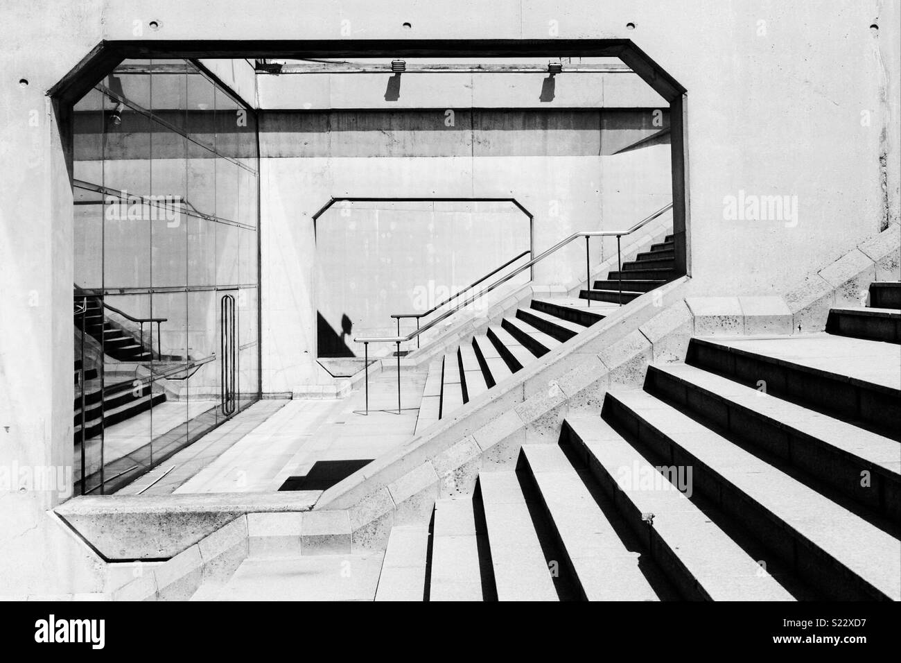 A concrete staircase in the business district of La Défense, Paris - Smartphone Captured Stock Image