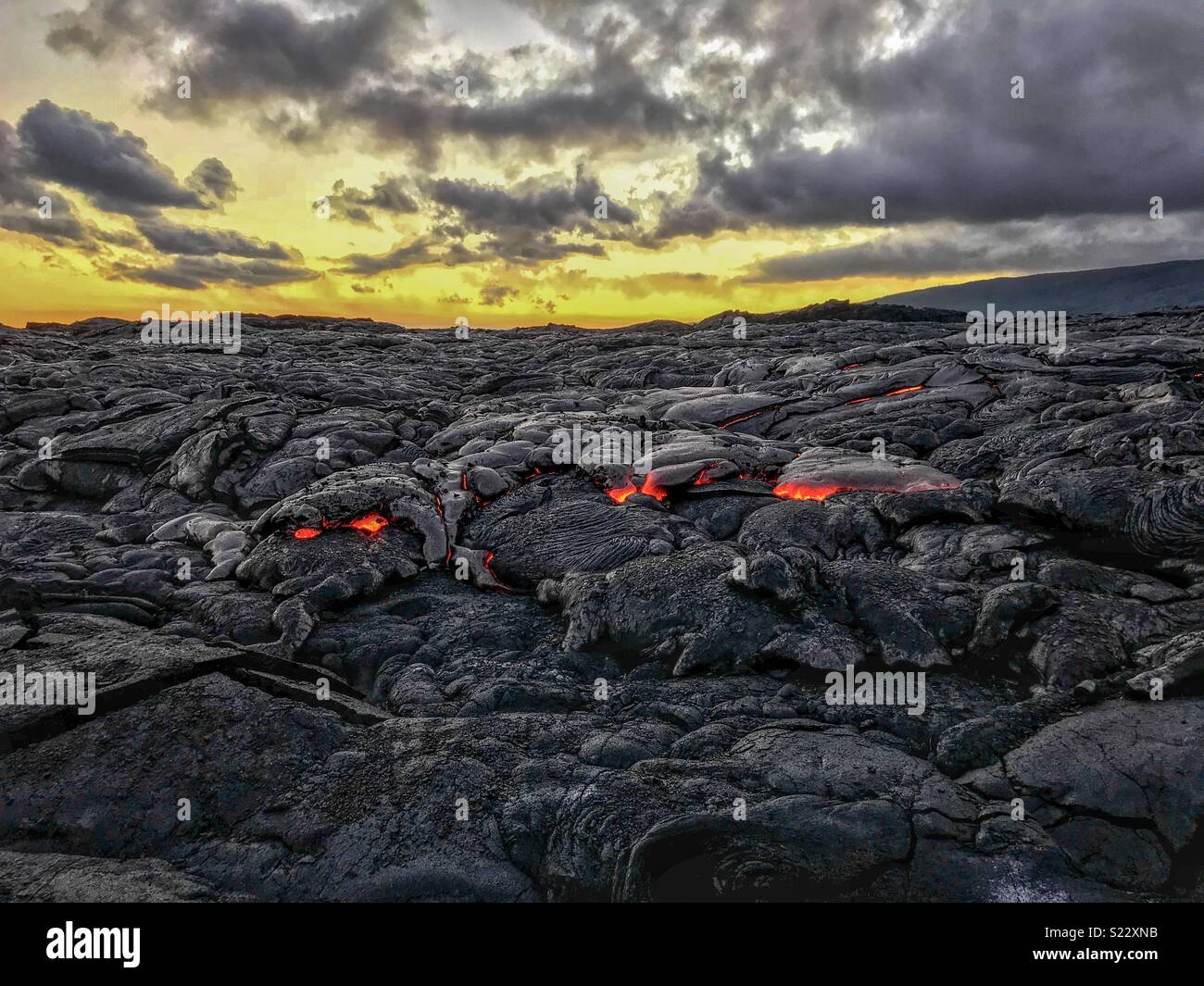 Hawaii flowing lava Stock Photo Alamy