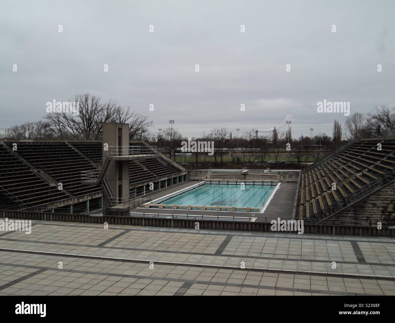 Outdoor Swimming Pool at Olympiastadion, Berlin, Germany Stock Photo