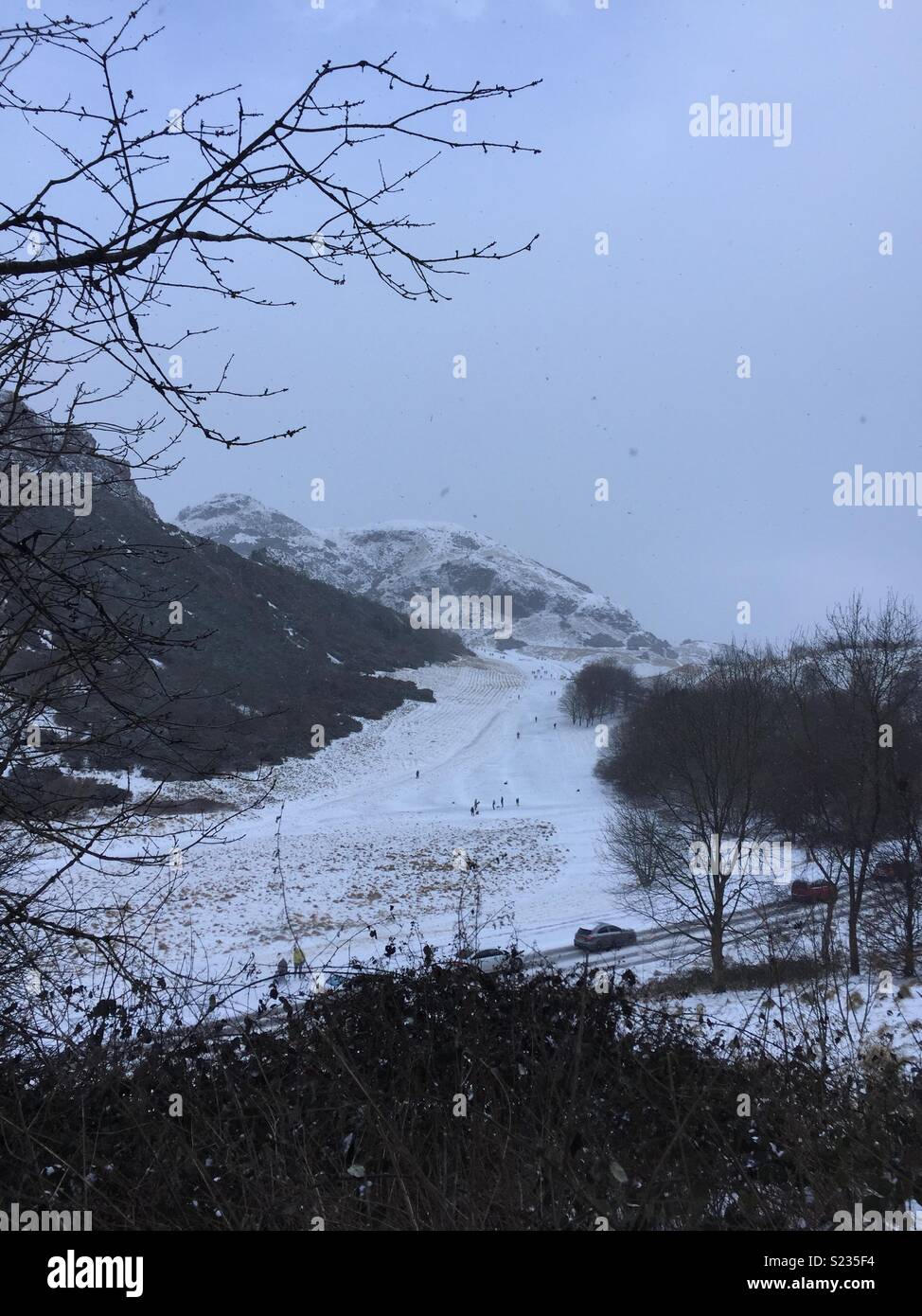 A walk through Holyrood Park when the Beast from the East hit Edinburgh, March 2018 - Smartphone Captured Stock Image