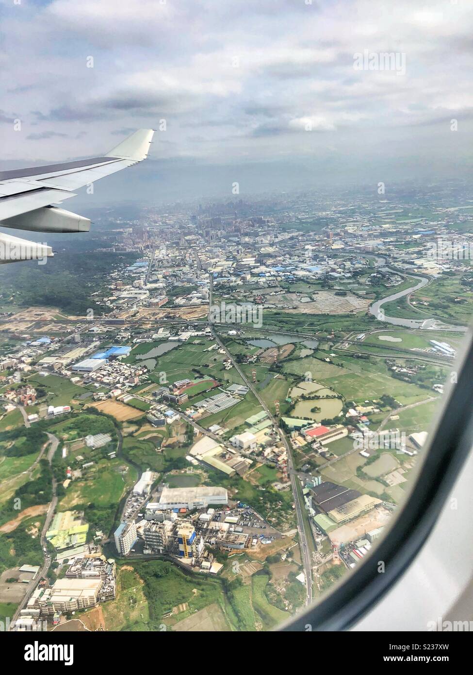 Airborne over Taiwan. - Smartphone Captured Stock Image