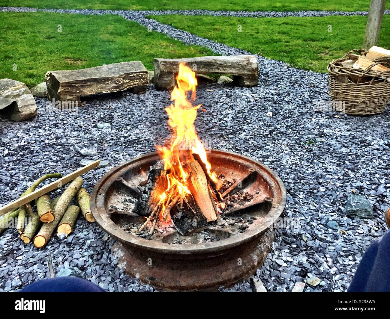 Fire pit camping Stock Photo Alamy