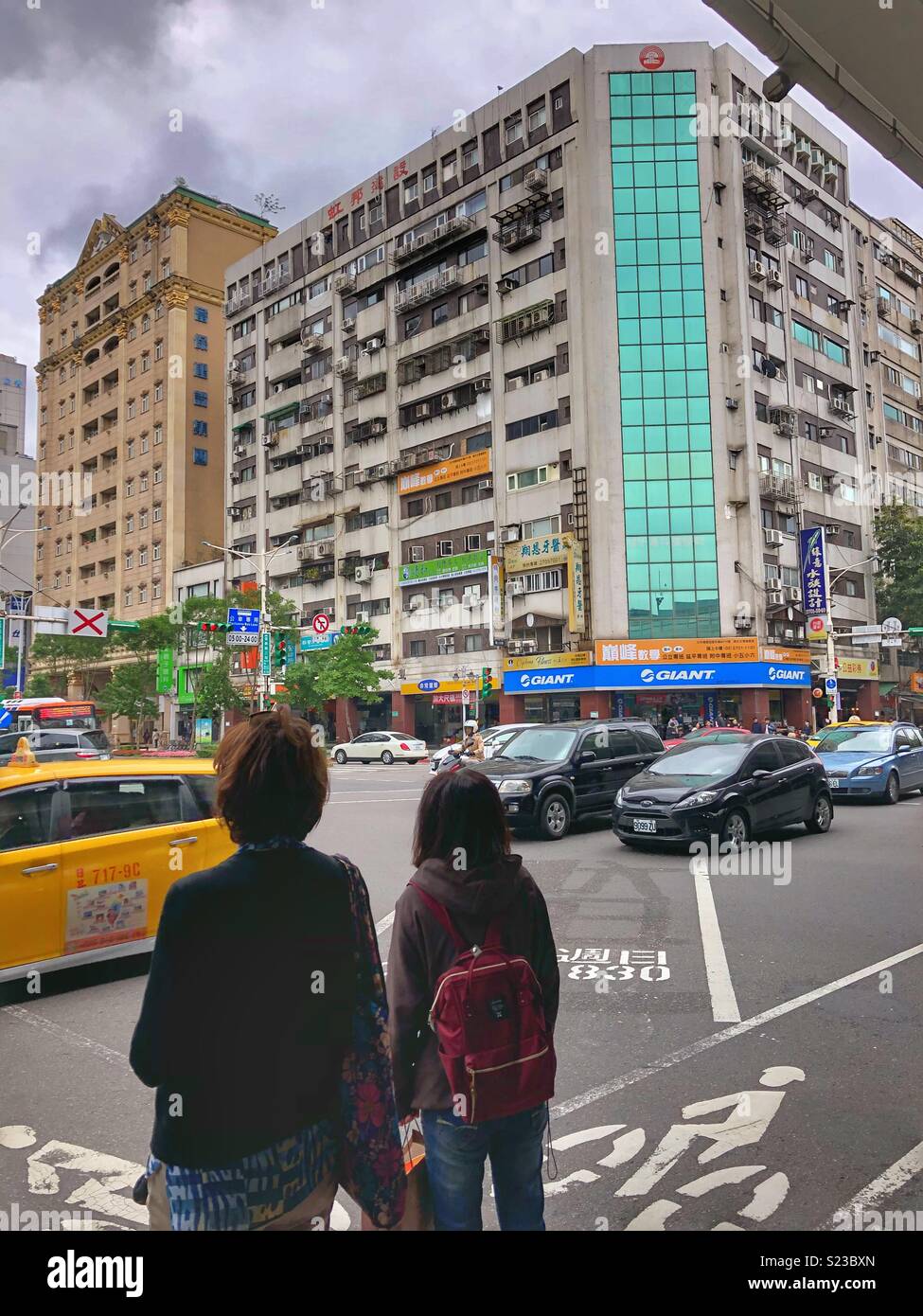 Taipei street corner. - Smartphone Captured Stock Image