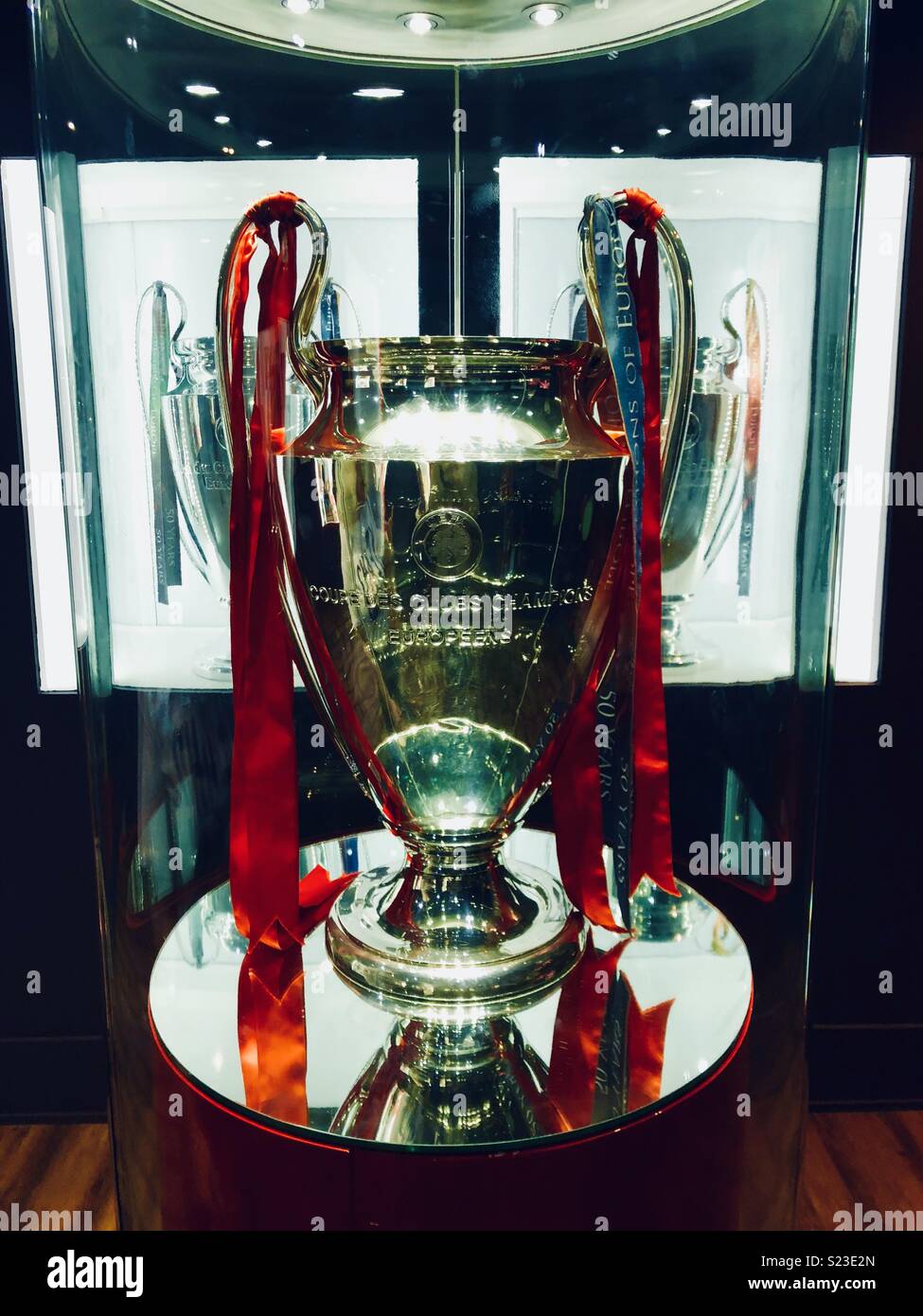 Champions league trophy at Anfield, home of Liverpool Stock Photo - Alamy