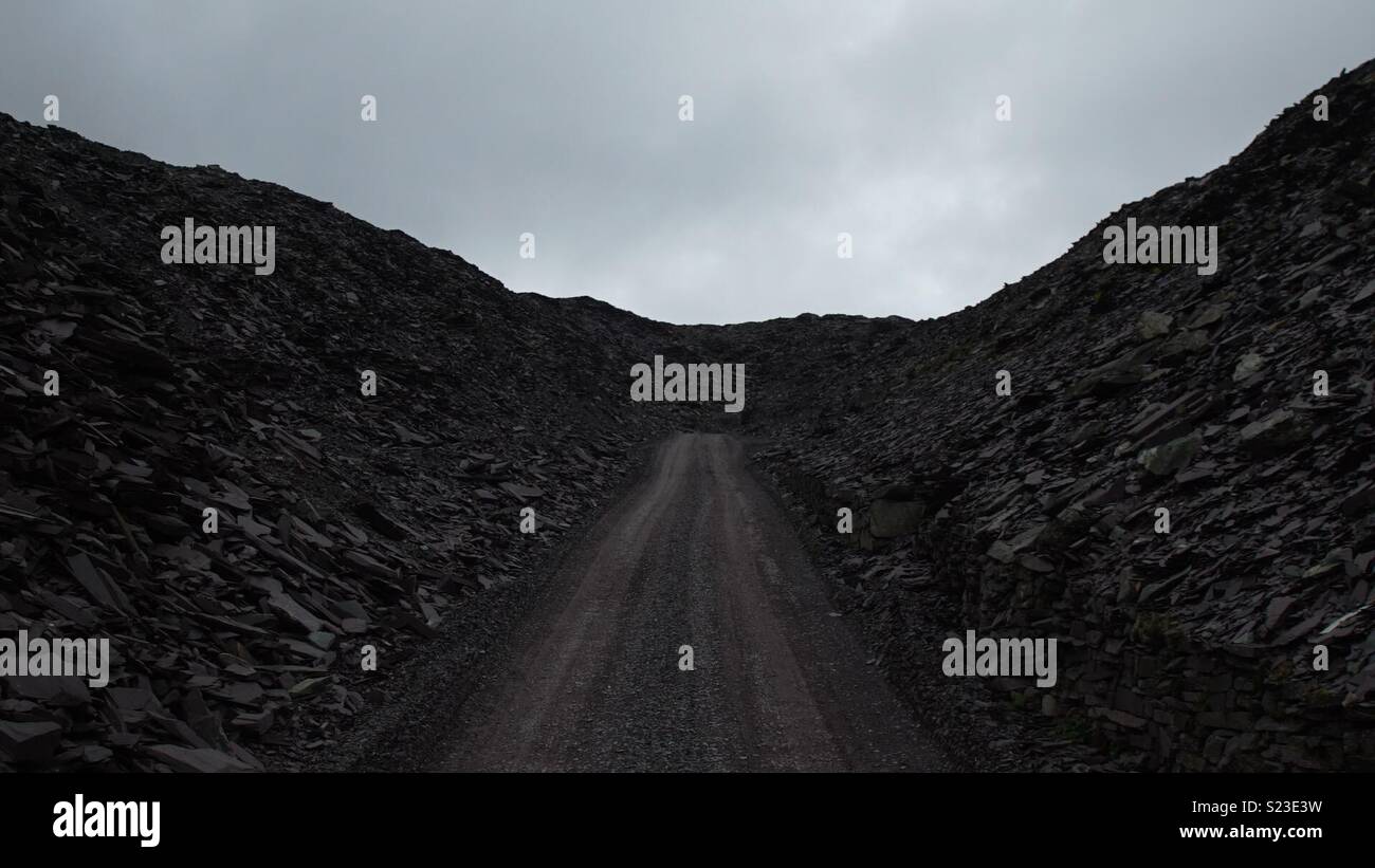 Road through a Welsh slate quarry Stock Photo Alamy