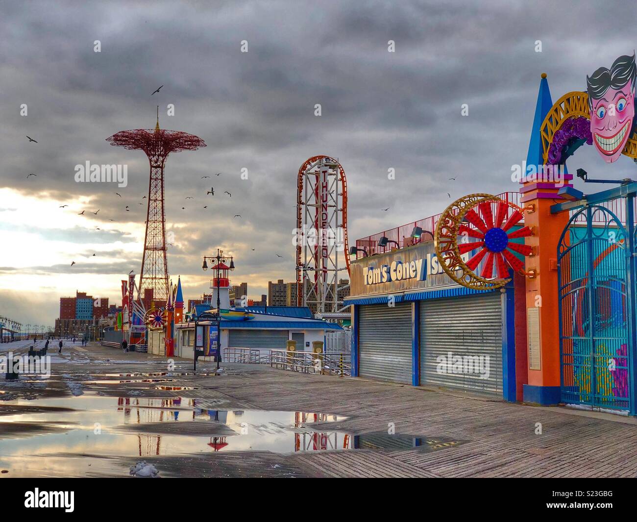 A deserted Cony Island in winter - New York City Stock Photo