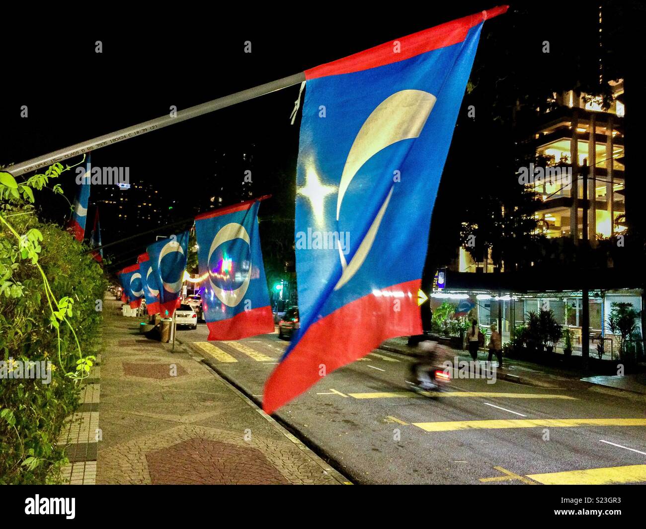 Malaysia Street with election flags Stock Photo