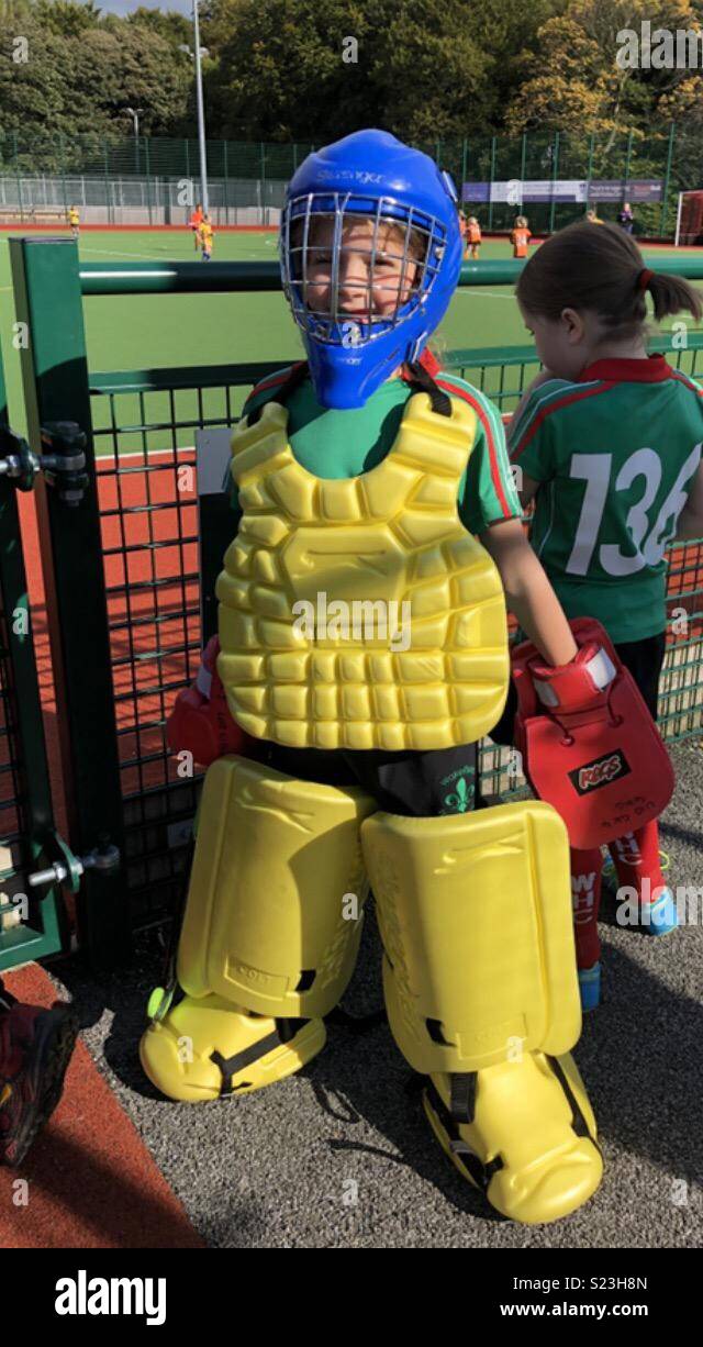Hockey goalie girl Stock Photo Alamy