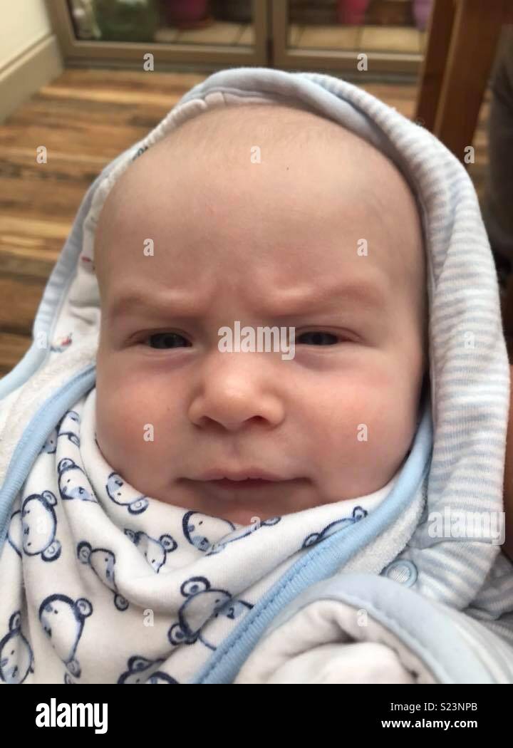 The Baby Brought By Master Is Suspicious Suspicious baby Stock Photo - Alamy