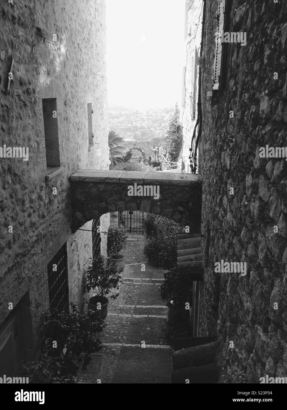 French village scene black and white Stock Photo Alamy