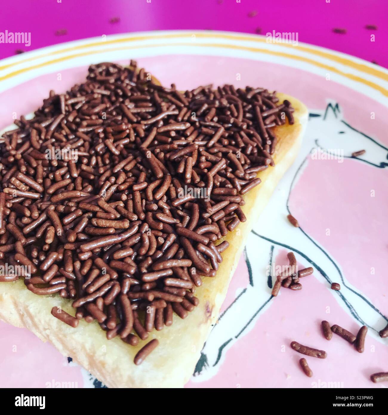 Chocolate hagelslag sprinkles on toast Stock Photo Alamy