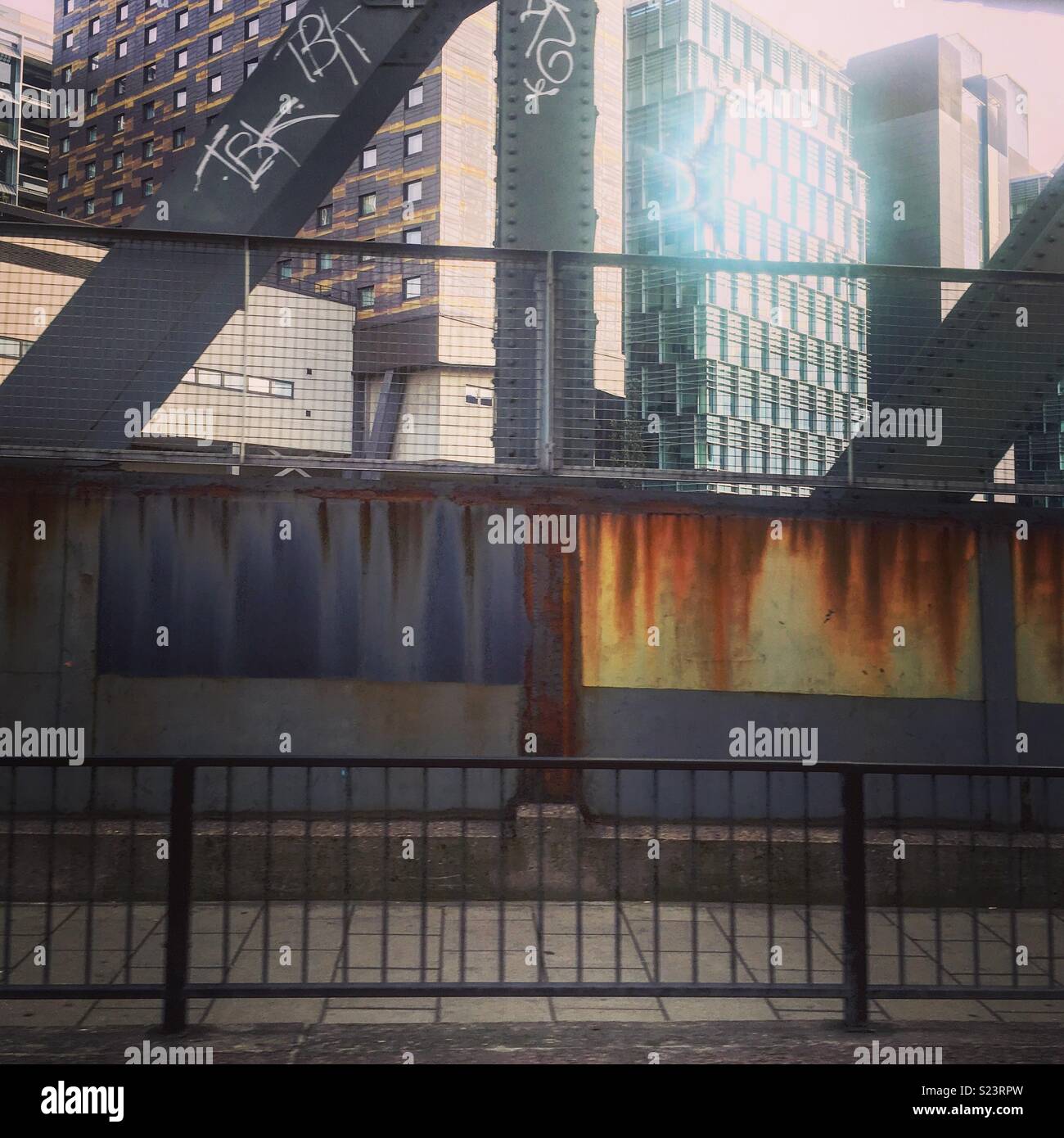 Bridge colored with copper rust Stock Photo Alamy