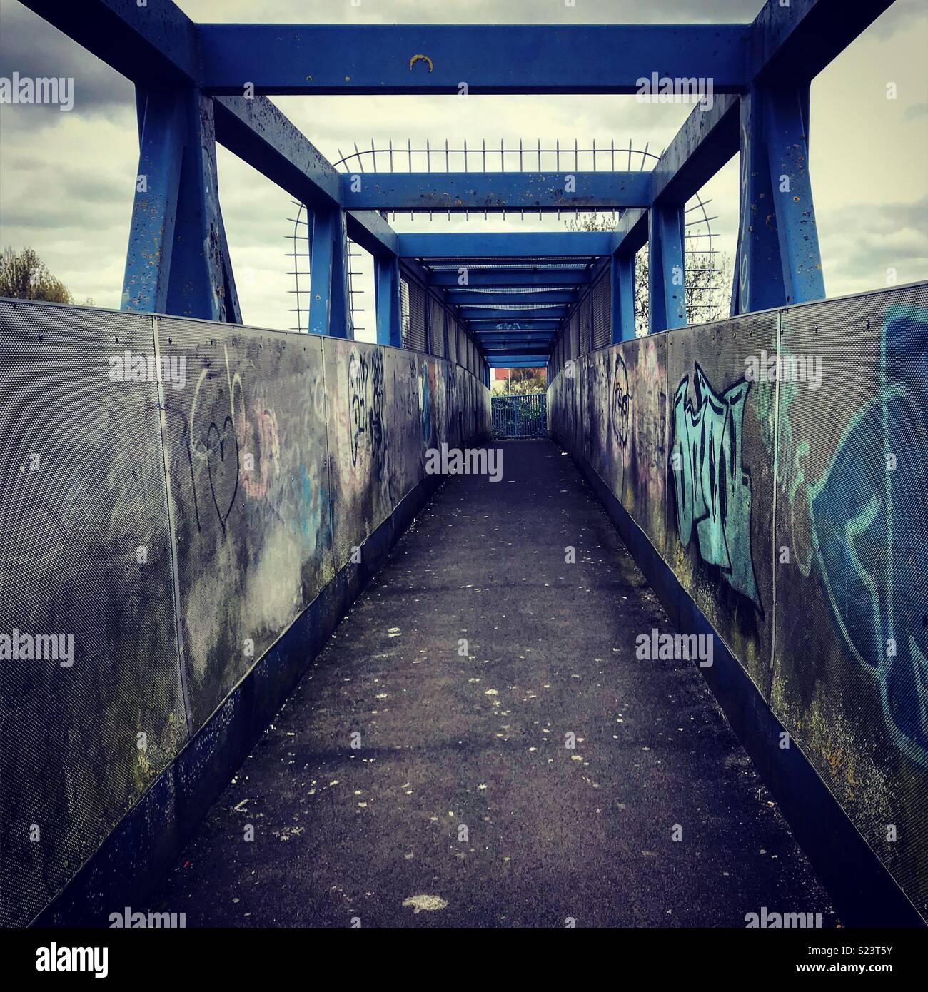 Railway bridge with graffitti in Bridgwater, Somerset Stock Photo