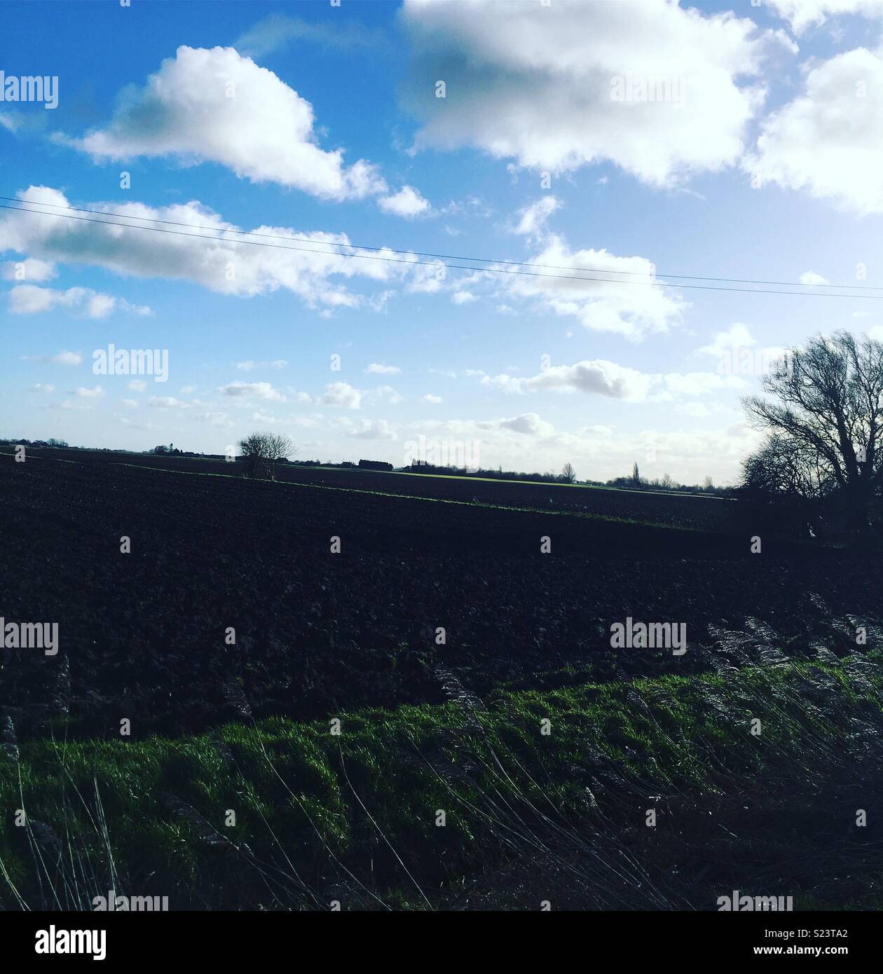 March, Cambridgeshire, fields & sky Stock Photo