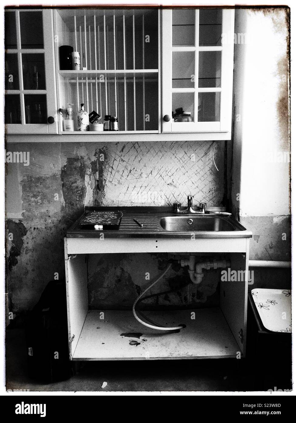 Old seventies kitchen and sink - Smartphone Captured Stock Image