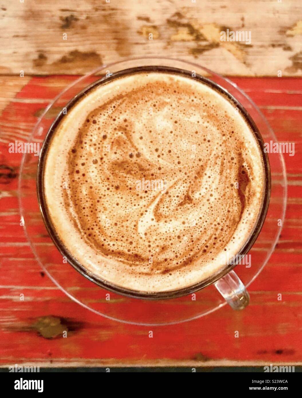 A flat white coffee. Stock Photo