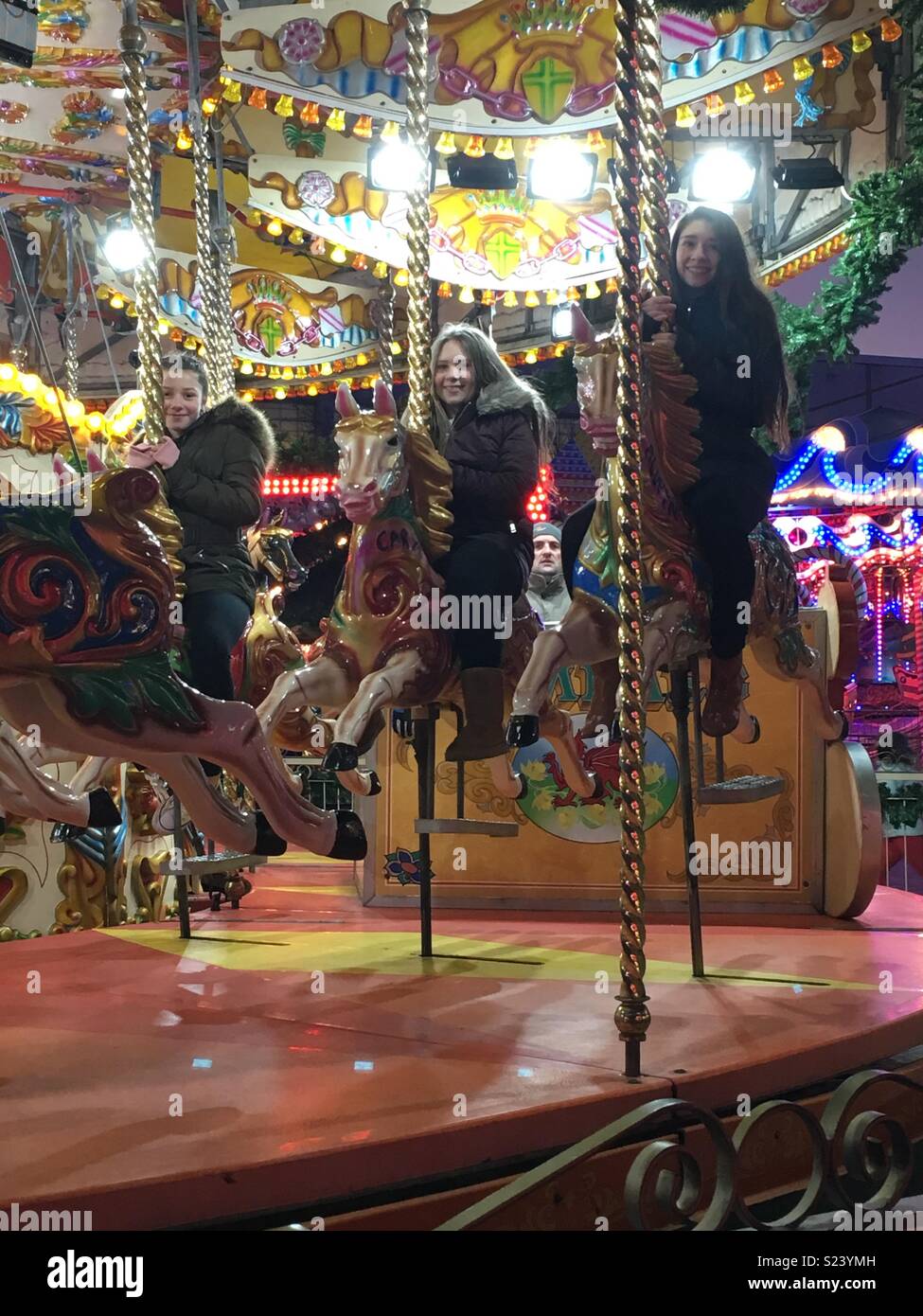 Carousel at Christmas Stock Photo Alamy