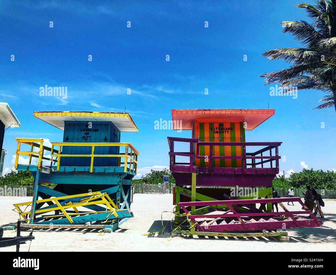 South Beach huts with all the colours Stock Photo