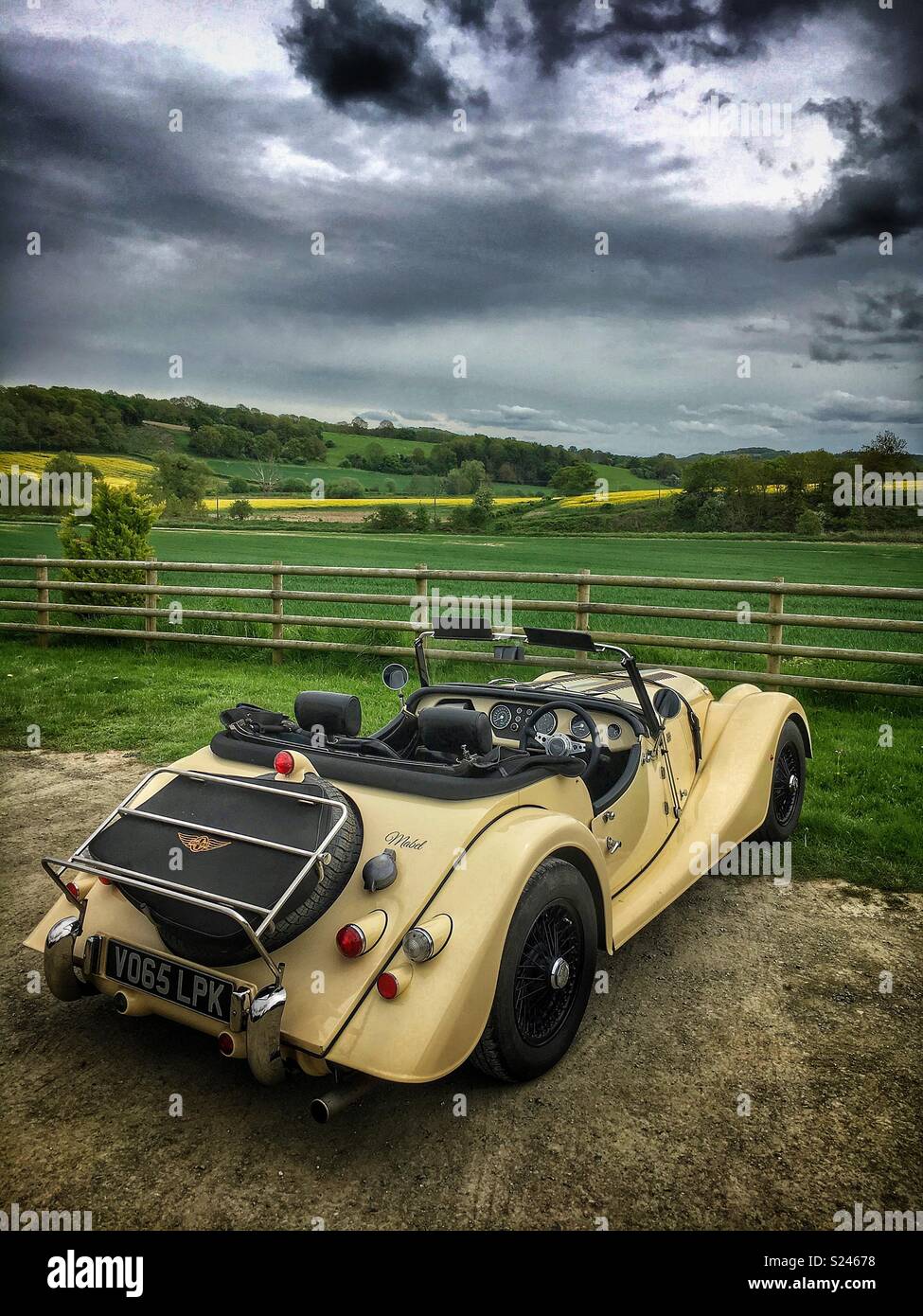 car near the Malvern Hills U.K Stock Photo Alamy