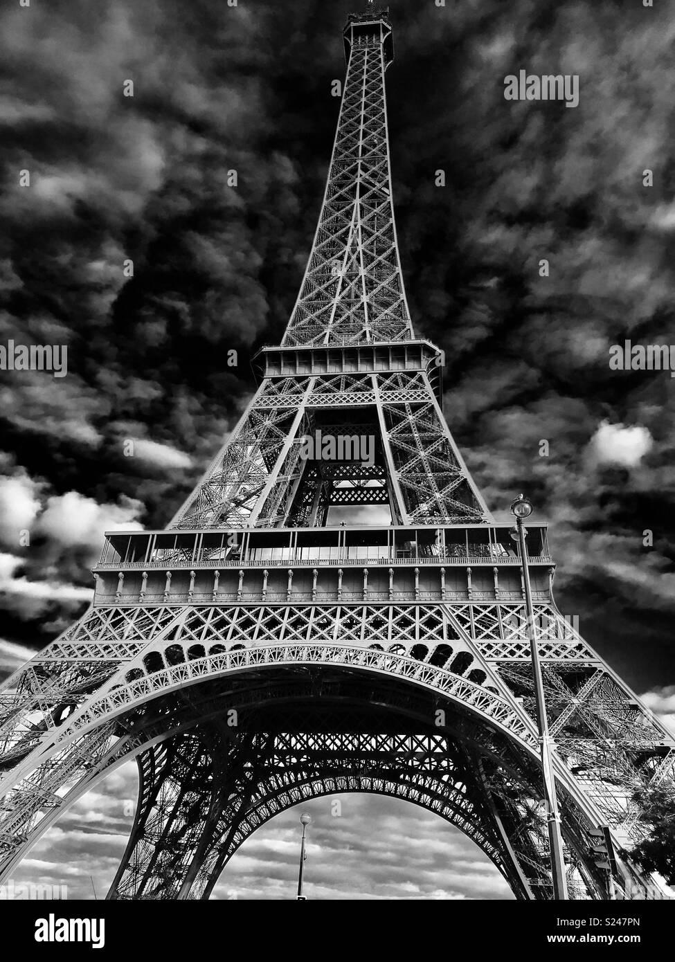 Eiffel Tower, Paris in black and white Stock Photo