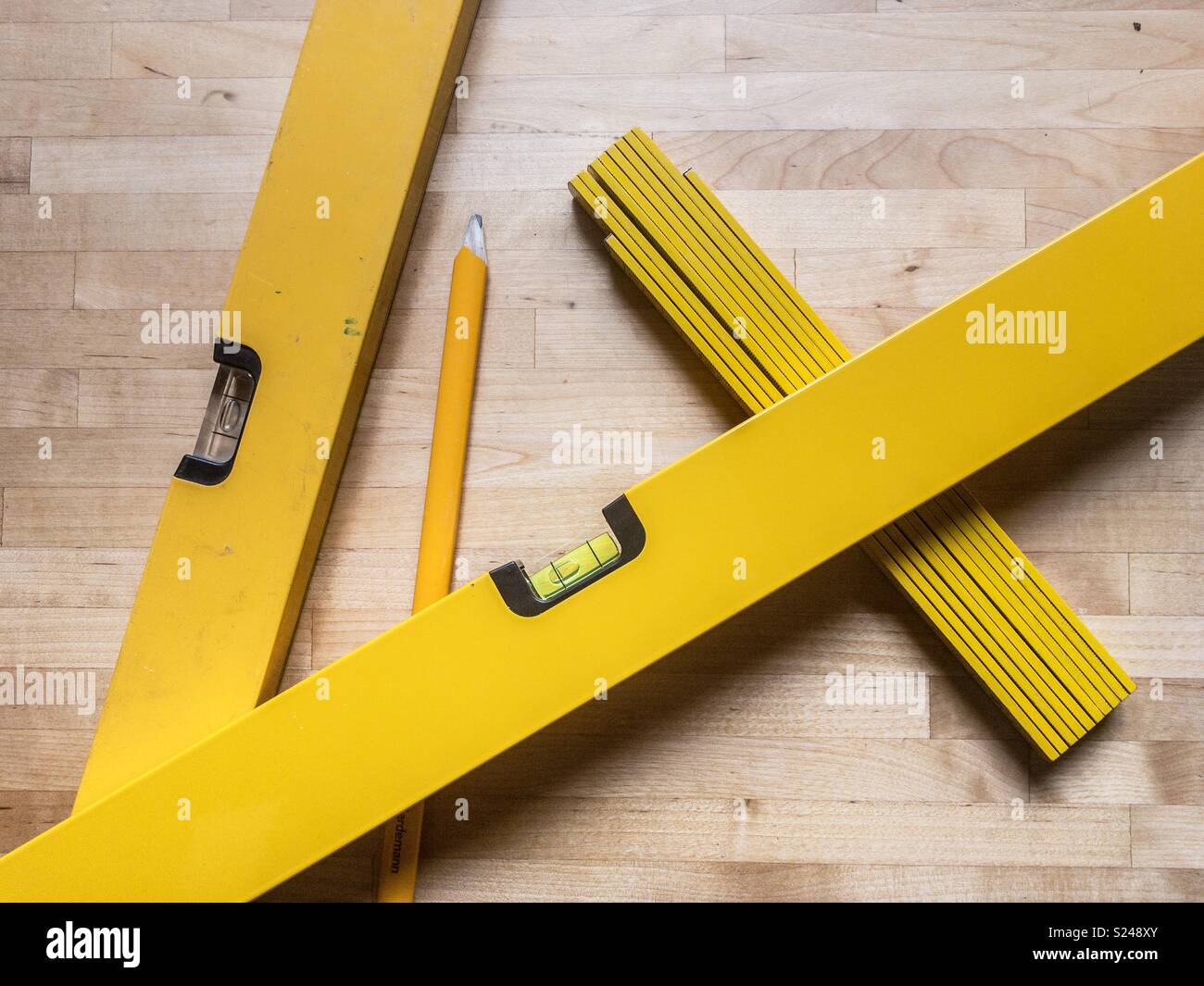 Yellow tools Stock Photo
