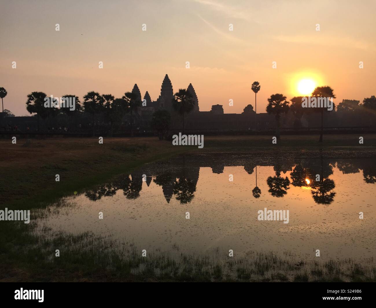 Angkor Wat temples at sun rise, in Cambodia Stock Photo